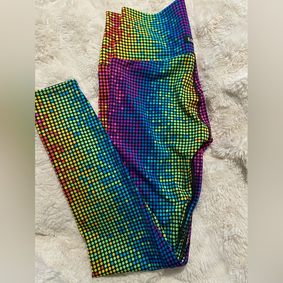 K-DEER Disco Dot Rainbow Athletic Leggings - Picture 6 of 8